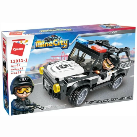 Bloco De Montar Mine City Carro Da Polícia Greg 11011-1 Qman