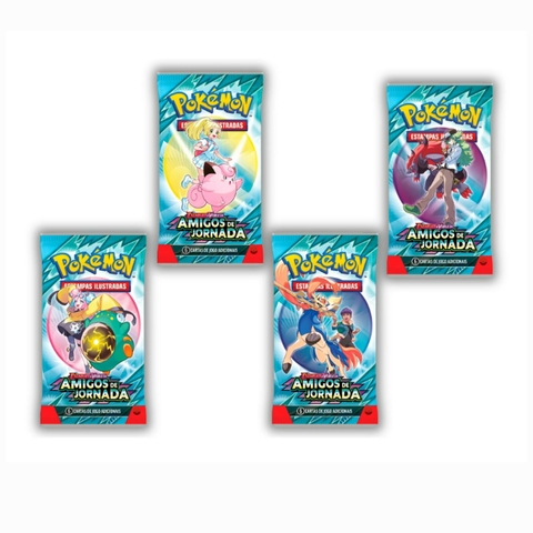 Caixa Lacrada Pokémon com 12 Blister Quadruplo EV9 Amigos Jornada 35373 Copag