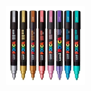Caneta Posca Estojo Com 8 Cores Metálicas Uni 1.8-2.5mm 3951