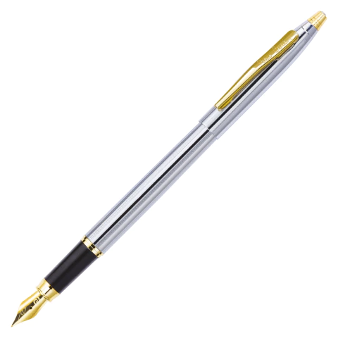 Caneta Tinteiro Pierre Cardin Kriss Cromado Com Dourado 6957
