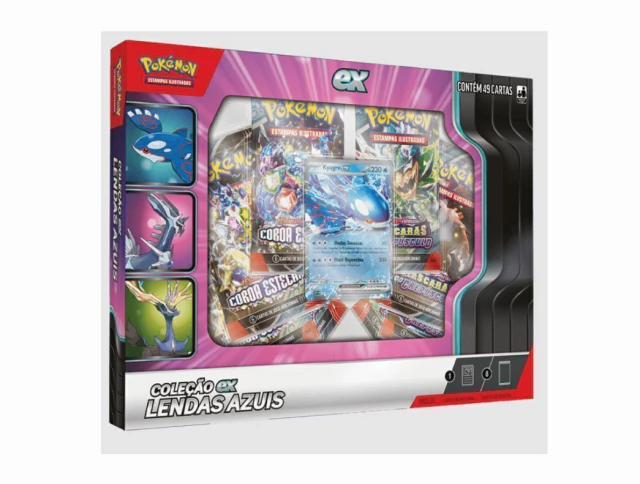 Box Pokémon Com 49 Cartas Lendas Azuis Kyogre EX Copag 100-10152