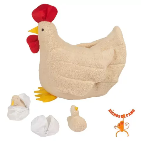 Pelúcia Bichos De Pano Galinha Maricota Grávida Com 2 Pintinhos 56