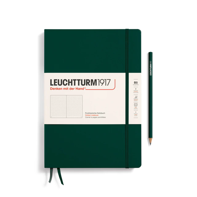 Caderno Leuchtturm1917, Composition (B5) - 219 Páginas, Capa dura, Pontilhado, Verde Floresta 370279 - comprar online