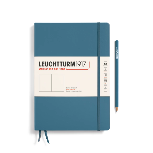 Caderno Leuchtturm1917, Composition (B5) - 219 Páginas, Capa dura, Sem Pauta, Azul Pedra 366180 - comprar online