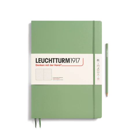 Caderno Leuchtturm1917, Master Slim (A4+) - 123 Páginas, Capa dura, Pontilhado, Sálvia 363920