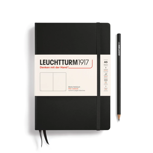 Caderno Leuchtturm1917, Medium (A5) - 251 Páginas, Capa dura, Sem Pauta, Preto 311333 - comprar online