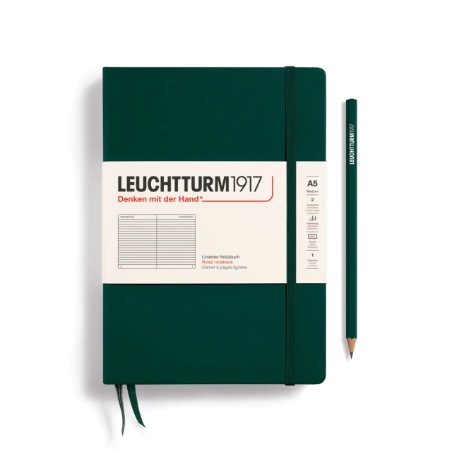 Caderno Leuchtturm1917, Medium (A5) - 251 Páginas, Capa Dura, Pautado, Verde Floresta 367256 - comprar online
