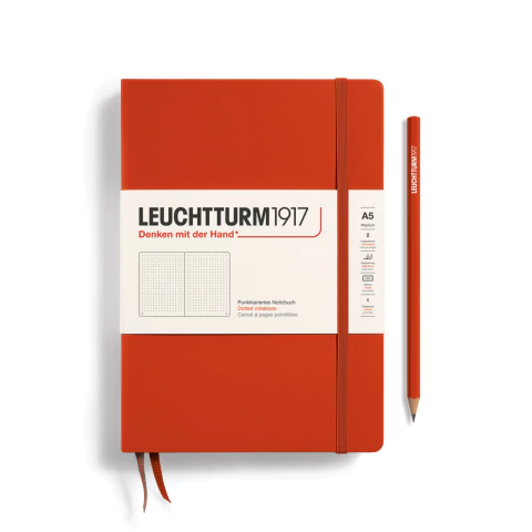 Caderno Leuchtturm1917, Medium (A5) - 251 Páginas, Capa dura, Pontilhado, Vermelho Raposa 367251