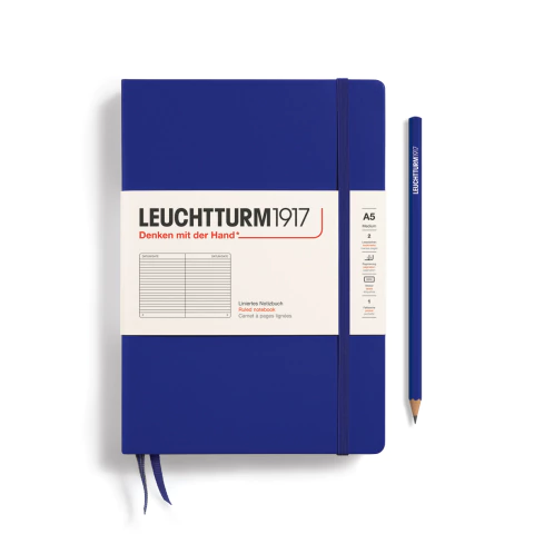 Caderno Leuchtturm1917, Medium (A5) - 251 Páginas, Capa Dura, Pautado, Azul Tinta 369793