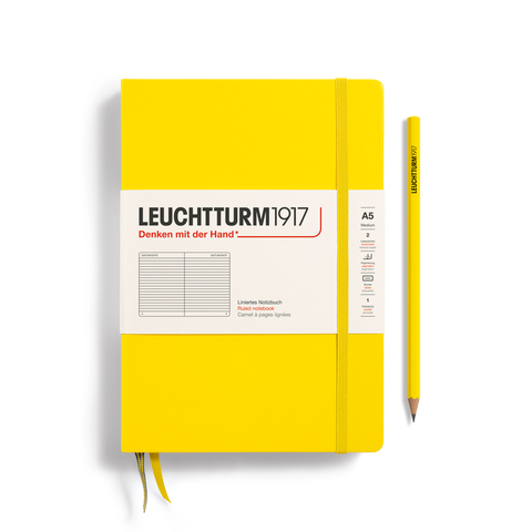 Caderno Leuchtturm1917, Medium (A5) - 251 Páginas, Capa dura, Pautado, Amarelo Limão 344798