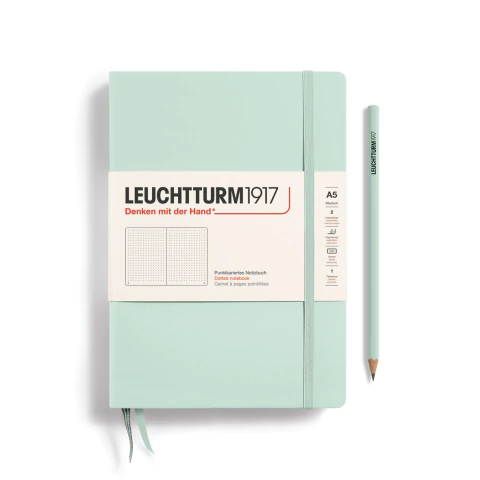 Caderno Leuchtturm1917, Medium (A5) - 251 Páginas, Capa Dura, Pontilhado, Verde Menta 367259