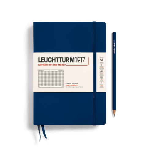 Caderno Leuchtturm1917, Medium (A5) - 251 Páginas, Capa Dura, Quadriculado, Azul Marinho 342923