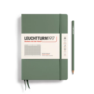 Caderno Leuchtturm1917, Medium (A5) - 251 Páginas, Capa Dura, Quadriculado, Oliva 365491 - comprar online