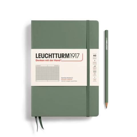 Caderno Leuchtturm1917, Medium (A5) - 251 Páginas, Capa Dura, Quadriculado, Oliva 365491