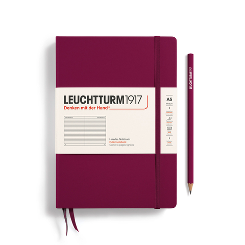 Caderno Leuchtturm1917, Medium (A5) - 251 Páginas, Capa dura, Pautado, Vermelho Porto 359691