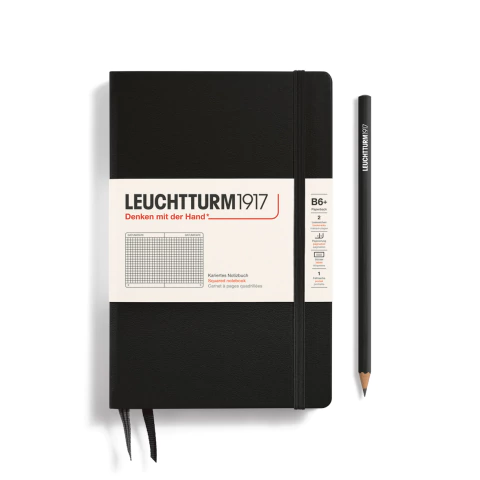 Caderno Leuchtturm1917, Paperback (B6+) - 219 Páginas, Capa Dura, Quadriculado, Preto 368517