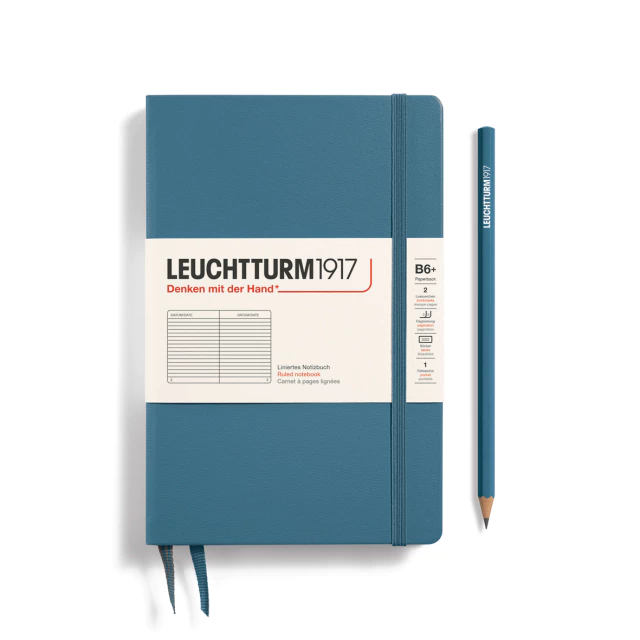 Caderno Leuchtturm1917, Paperback (B6+) - 219 Páginas, Capa Dura, Pautado, Azul Pedra 368513 - comprar online