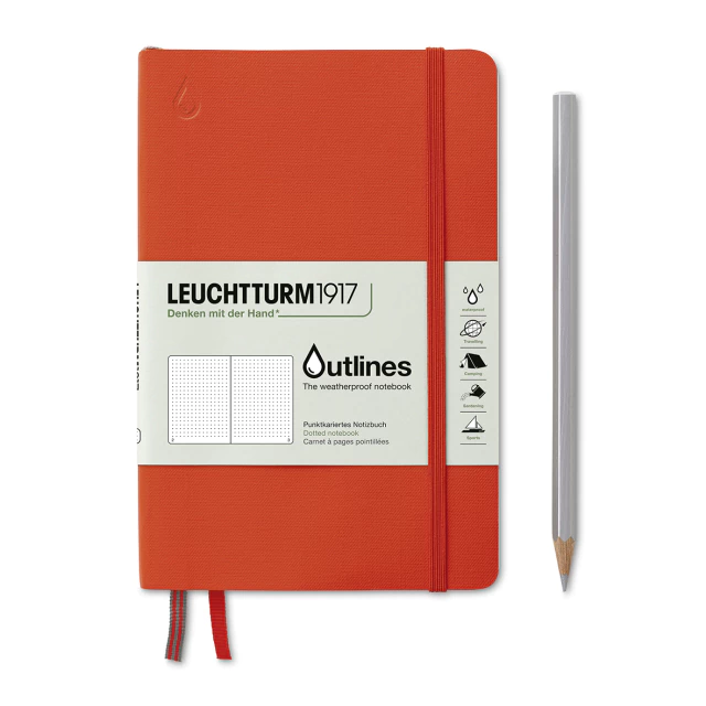Caderno Leuchtturm1917 Outlines (B6+) Resistente à Água - Capa Flexível, Pontilhado, Laranja Sinal 363019 - comprar online
