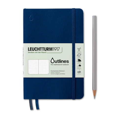 Caderno Leuchtturm1917 Outlines (B6+) Resistente à Água - Capa Flexível, Pontilhado, Azul Marinho 372386