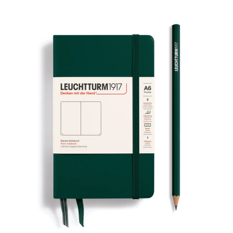 Caderno Leuchtturm1917, Pocket (A6) - 187 Páginas, Capa Dura, Sem Pauta, Verde Floresta 370297