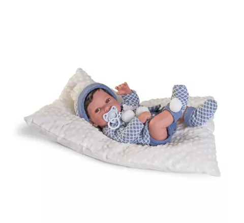 Boneca Recém Nascida Antonio Juan Pipo c Pompons e Almofada Fun F0176-8 - Bebê Reborn