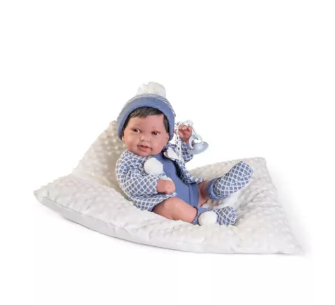 Boneca Recém Nascida Antonio Juan Pipo c Pompons e Almofada Fun F0176-8 - Bebê Reborn