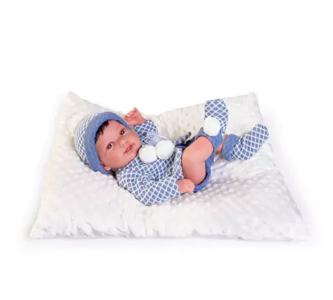 Boneca Recém Nascida Antonio Juan Pipo c Pompons e Almofada Fun F0176-8 - Bebê Reborn