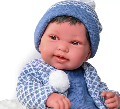 Boneca Recém Nascida Antonio Juan Pipo c Pompons e Almofada Fun F0176-8 - Bebê Reborn