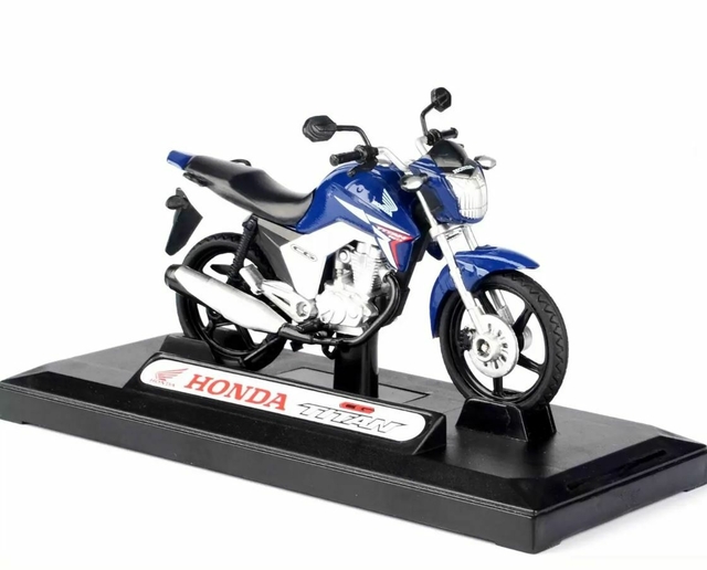 Miniatura Moto Honda CG Titan 150 2014 1/18 Azul California Cycle 71802