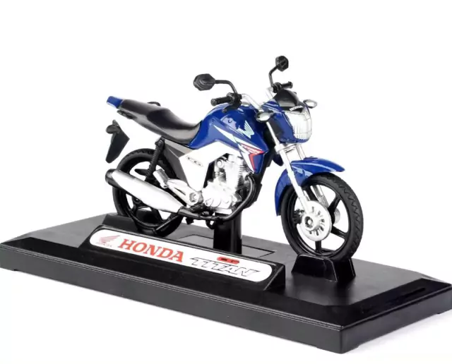 Miniatura Moto Honda CG Titan 150 2014 1/18 Azul California Cycle 71802