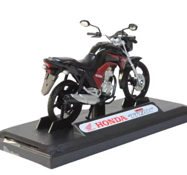 Miniatura Moto Honda CG Titan 150 2014  1/18 Preta California Cycle 71802