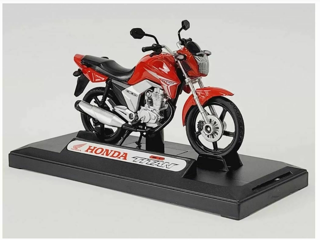 Miniatura Moto Honda CG Titan 150 2014 1/18 Vermelha California Cycle 71802