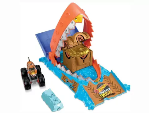 Hot Wheels Monster Trucks Arena Smashers Treasure Chomp Challenge Mattel Hnb87