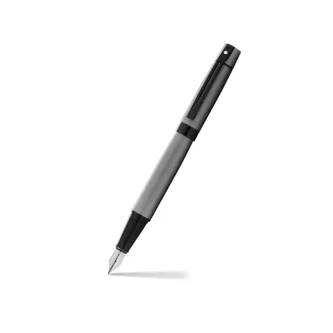 Caneta Tinteiro Sheaffer 300 Cinza Fosco Em Laca Com Detalhe Polido Preto Pena Média E0934553