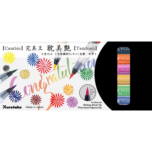 Caneta Pincel Kuretake Cambio Tambien 06 Cores Set B X050T6VB