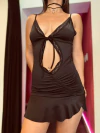 Vestido de puntilla con volado