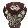 Conjunto Colar e Brincos de Moedas Prateado