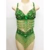 Conjunto de Dança Bordado Verde c/ Dourado Tam 38