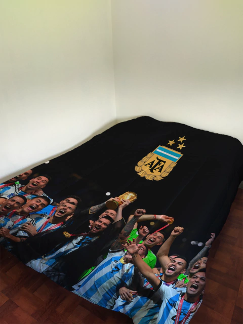Acolchado 2 y 1/2 plaza full colr / Argentina Campeon de mundo Qatar 2022 / Messi