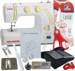 Combo Janome Alta Gama 2032x + Aguja Doble + Anillo cortahilo + Tijera - comprar online