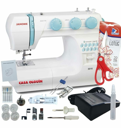Janome 3016 + Tijera De Regalo 68 Func Led Ojal Overlock