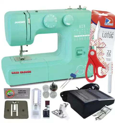 Janome 3112 Gn Edición Especial Green + Pie D Falso Overlock