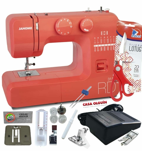 Janome 3112 Rd Edición Especial Red + Pie De Falso Overlock