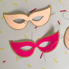 antifaz rosa-fucsia borde dorado - comprar online