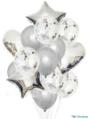 Set globos plateados x 10unid