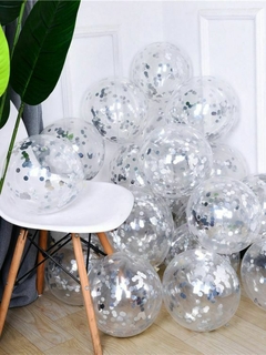 Globo confetti Plateado set x 5 unid - comprar online