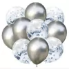 Set Globos chrome + confetti Plateado set x 10 unid - comprar online