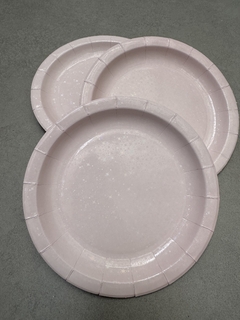 Plato Rosa holeografico (estrellitas) x 8unid - comprar online