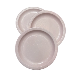Plato Rosa holeografico (estrellitas) x 8unid