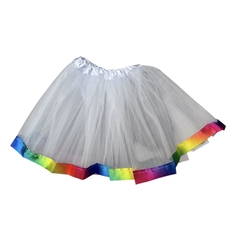 Tutu Blanco borde multicolor 30cm largo - comprar online